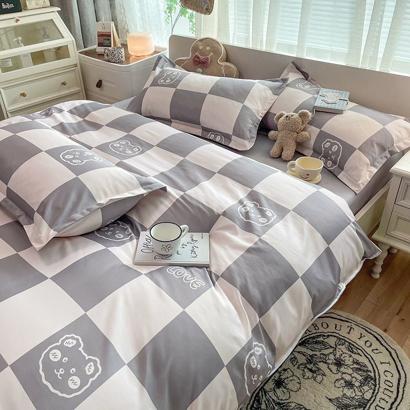 Bedding Set | Cotton | Large Checkered Pattern | Bedroom Decor