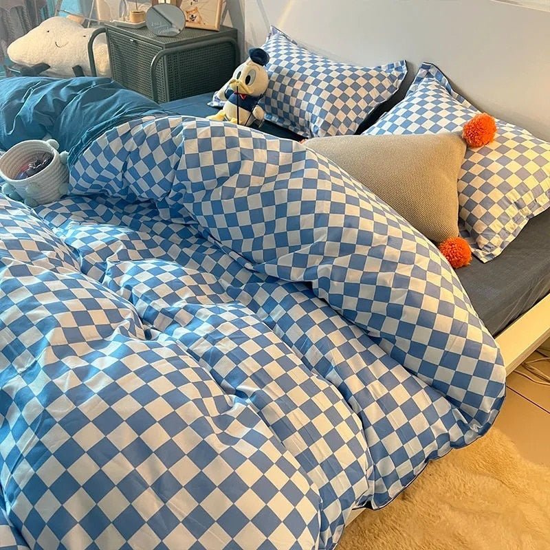 Bedding Set | Cotton | Large Checkered Pattern | Bedroom Decor