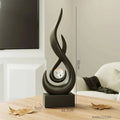 Sculpture | Matte Ceramic & Glass | Flowing Flame Shape | Modern Centerpiece