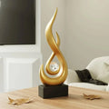 Sculpture | Matte Ceramic & Glass | Flowing Flame Shape | Modern Centerpiece