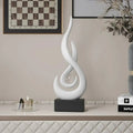 Sculpture | Matte Ceramic & Glass | Flowing Flame Shape | Modern Centerpiece