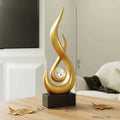 Sculpture | Matte Ceramic & Glass | Flowing Flame Shape | Modern Centerpiece