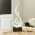 Sculpture | Matte Ceramic & Glass | Flowing Flame Shape | Modern Centerpiece