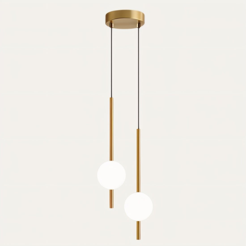 Modern Nordic Afzal Pendant Light with Dual Glass Orbs and Adjustable Cord