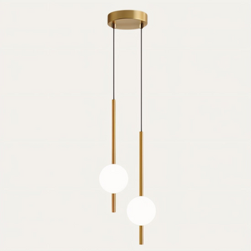 Modern Nordic Afzal Pendant Light with Dual Glass Orbs and Adjustable Cord