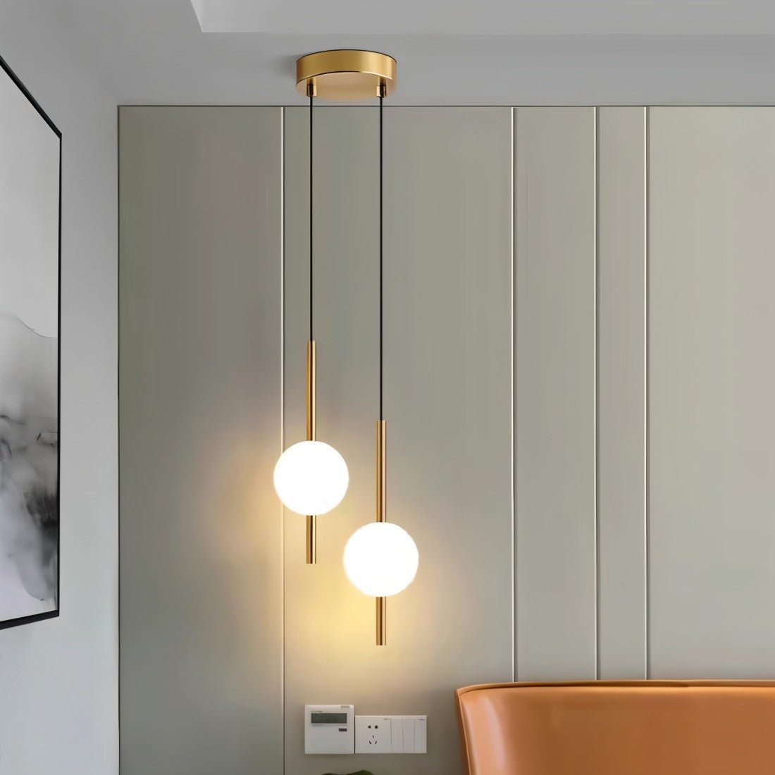 Modern Nordic Afzal Pendant Light with Dual Glass Orbs and Adjustable Cord