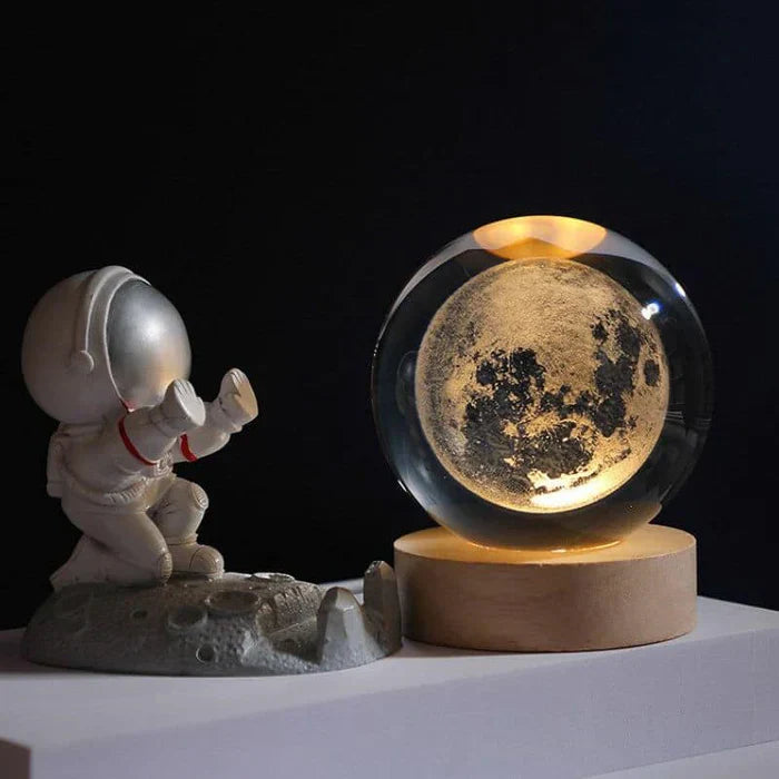 LED Crystal Ball | Clear Crystal & LED Light | Spherical Moon Design | Living Room Accent
