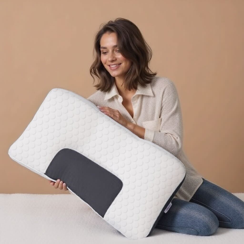 Support Pillow | Textured Memory Foam & Polyester | Contoured Massaging Surface | Bedside Comfort