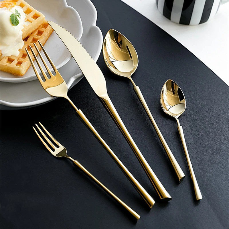 Decorative Cutlery Set | Gold-Plated Stainless Steel | Brilliant Mirror Finish | Upscale Dining