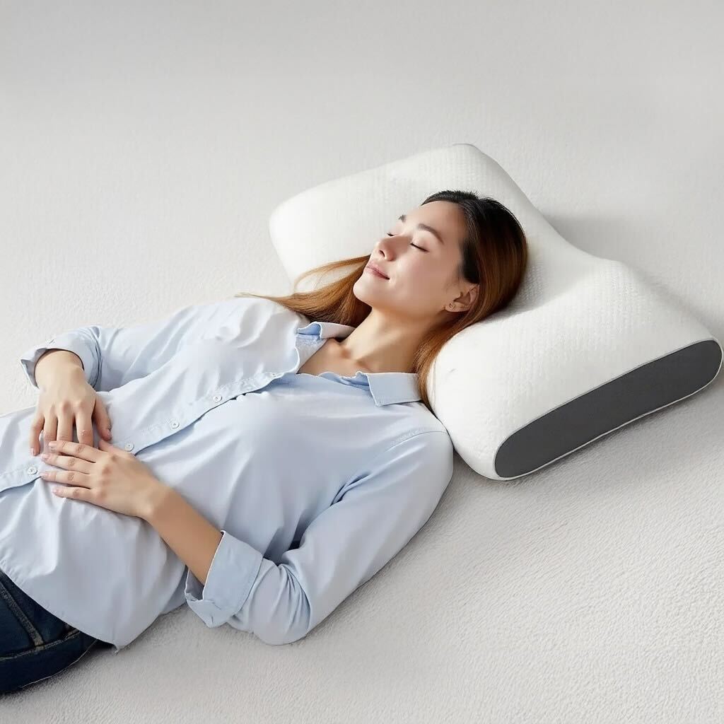 Support Pillow | Textured Memory Foam & Polyester | Contoured Massaging Surface | Bedside Comfort