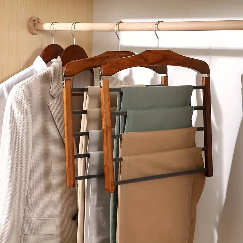 Trouser Rack | Wood & Metal | Multi-Tier Space-Saving | Modern Living Organization