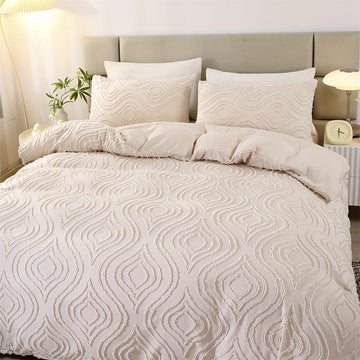 Geometric-Pattern Duvet Cover Set with Pillowcases, Machine Washable