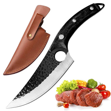 Chef Knife with Finger Hole - Ergonomic Handle, Stainless Steel Blade