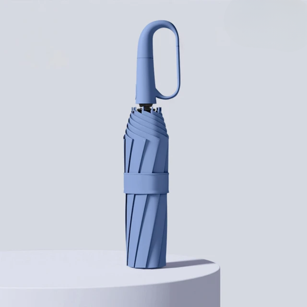 StormGuard Windproof Umbrella with Reflective Safety Trim and Carabiner Handle