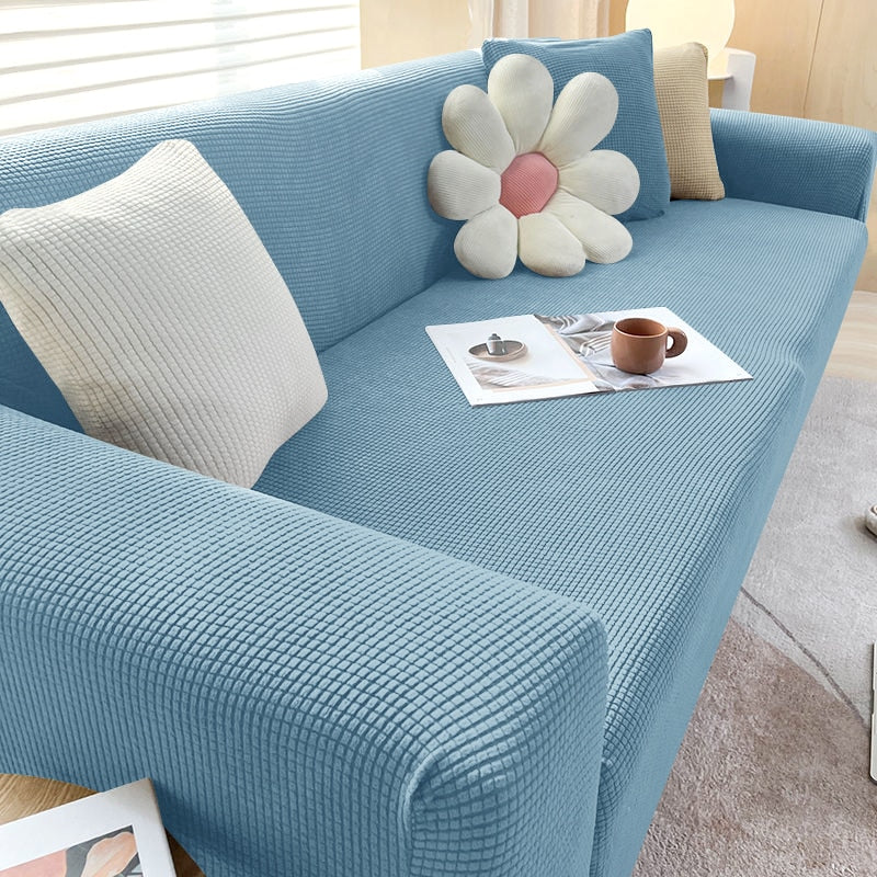 Sofa Cover | Stretch Fabric & Textured Cotton Blend | Soft Ribbed Texture | Living Room Comfort