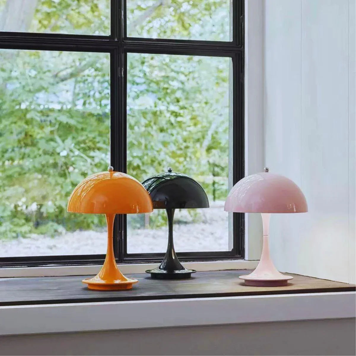 Mid-Century Modern Wireless Dimmable LED Table Lamp with Dome Shade