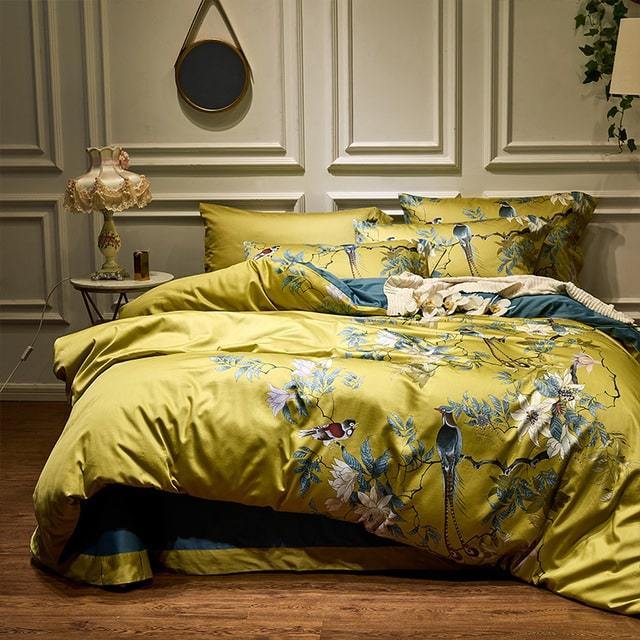 Duvet Cover Set | Egyptian Cotton | Intricate Floral Embroidery | Bedroom Decor