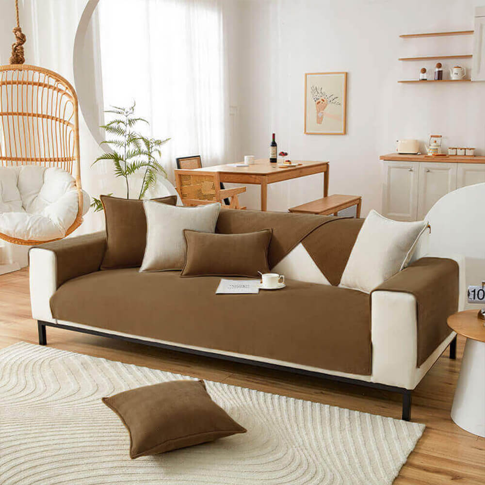 Couch Cover | Chenille Fabric | Herringbone Pattern & Waterproof | Living Room