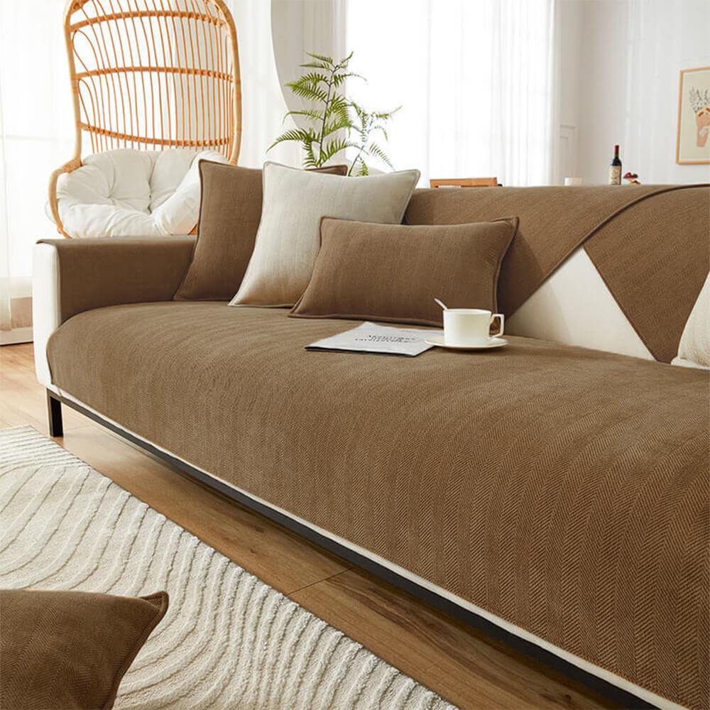 Couch Cover | Chenille Fabric | Herringbone Pattern & Waterproof | Living Room