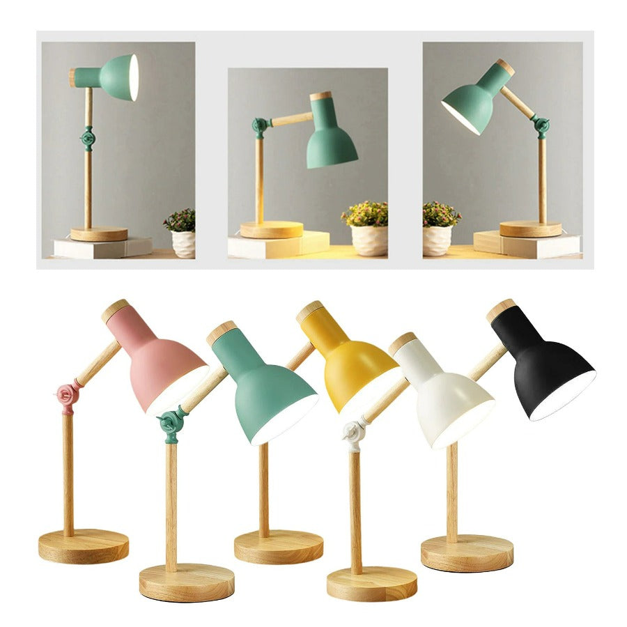Scandinavian Wooden Table Lamp with Adjustable Arm - Modern Minimalist Design