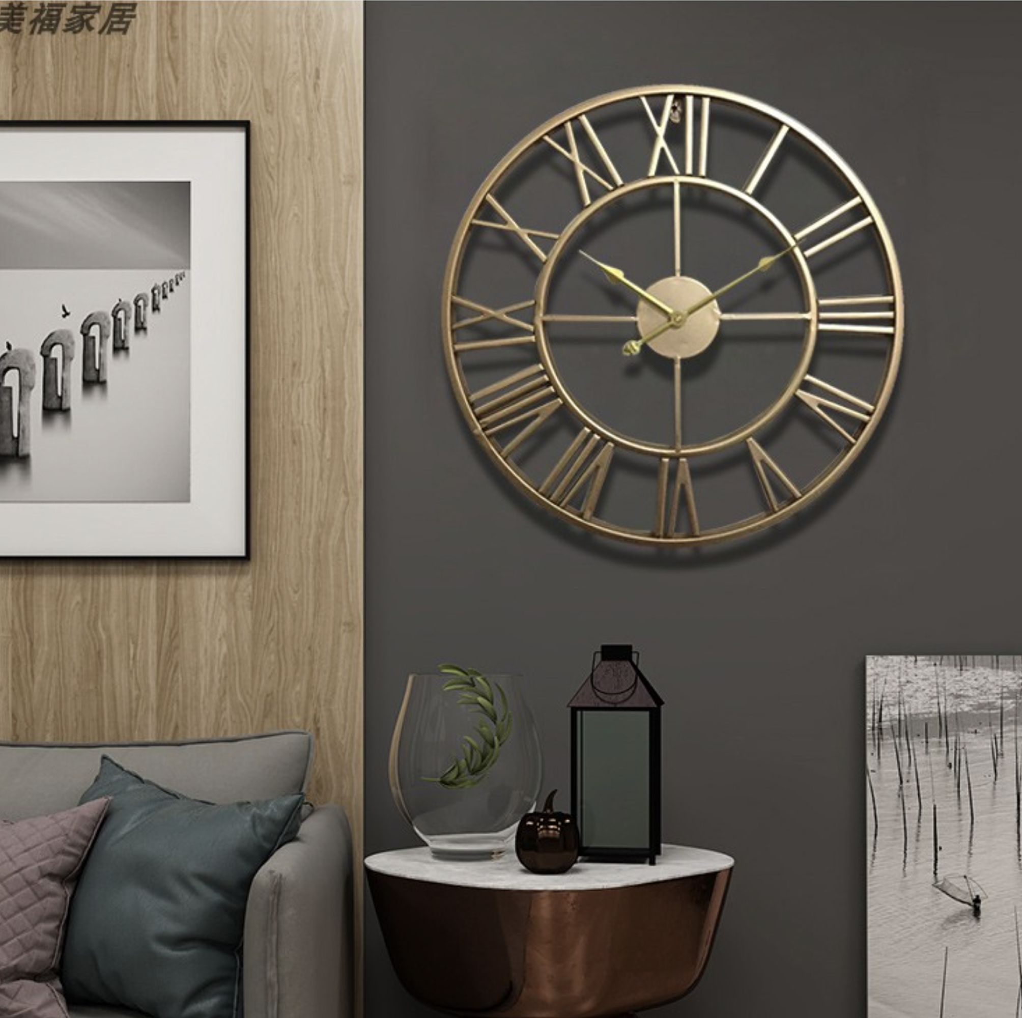 Cirquio | Gold or Bronze Skeleton Wall Clock - Elegant Design for Home Decor