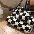 Throw Blanket | Fleece | Checkerboard Pattern & Soft Texture | Living Room Accent