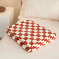 Throw Blanket | Fleece | Checkerboard Pattern & Soft Texture | Living Room Accent
