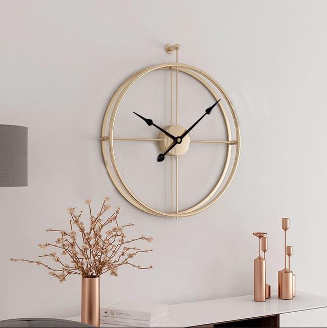 Wall Clock | Gold-Toned Metal | Geometric Open Design | Living Room Accent