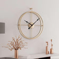 Wall Clock | Gold-Toned Metal | Geometric Open Design | Living Room Accent