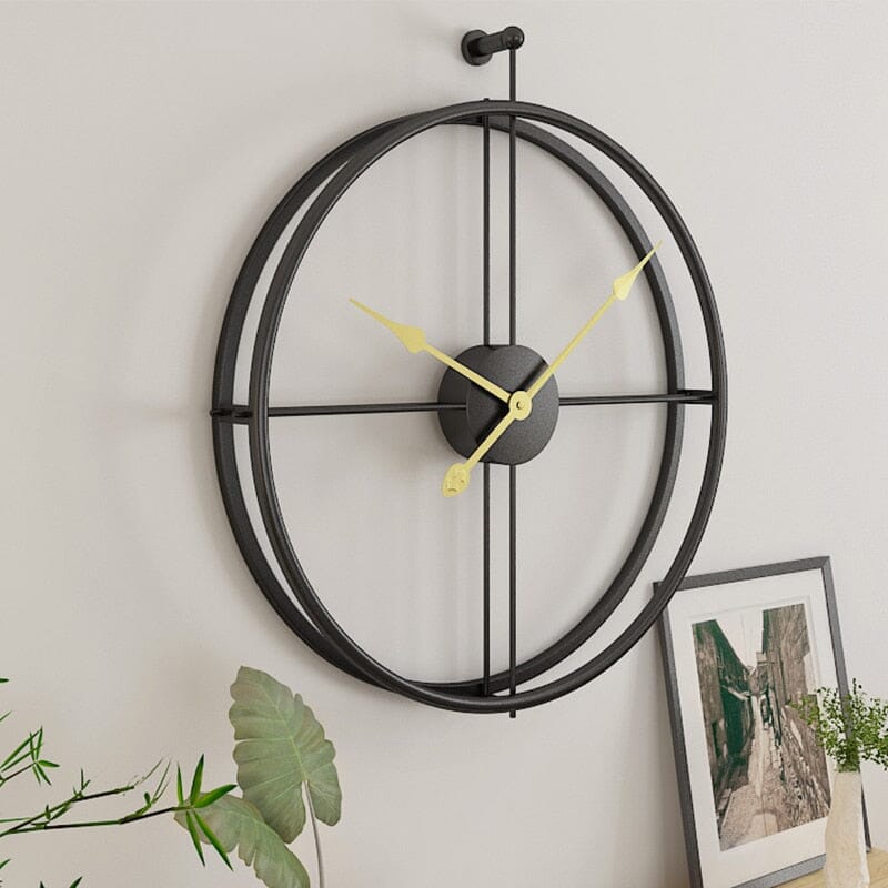 Wall Clock | Gold-Toned Metal | Geometric Open Design | Living Room Accent
