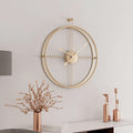 Wall Clock | Gold-Toned Metal | Geometric Open Design | Living Room Accent