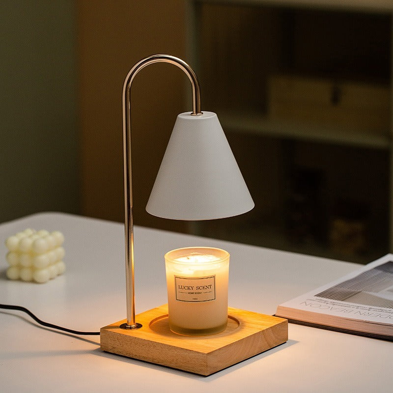 Table Lamp | Wood & Metal | Conical Shade, Solid Wood Base | Living Room Accent