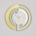 Wall Clock | Brushed Gold Metal & Black Marble | Intersecting Circular Design | Urban Living Room