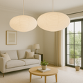Pendant Lamp | Textured Paper & Metal | Oval Textured Surface | Living Room Accent