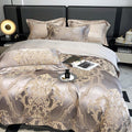 Duvet Cover Set | Egyptian Cotton & Satin | Intricate Damask Pattern | Bedroom Retreat