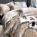 Duvet Cover Set | Egyptian Cotton & Satin | Intricate Damask Pattern | Bedroom Retreat