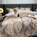 Duvet Cover Set | Egyptian Cotton & Satin | Intricate Damask Pattern | Bedroom Retreat