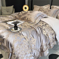 Duvet Cover Set | Egyptian Cotton & Satin | Intricate Damask Pattern | Bedroom Retreat