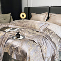 Duvet Cover Set | Egyptian Cotton & Satin | Intricate Damask Pattern | Bedroom Retreat