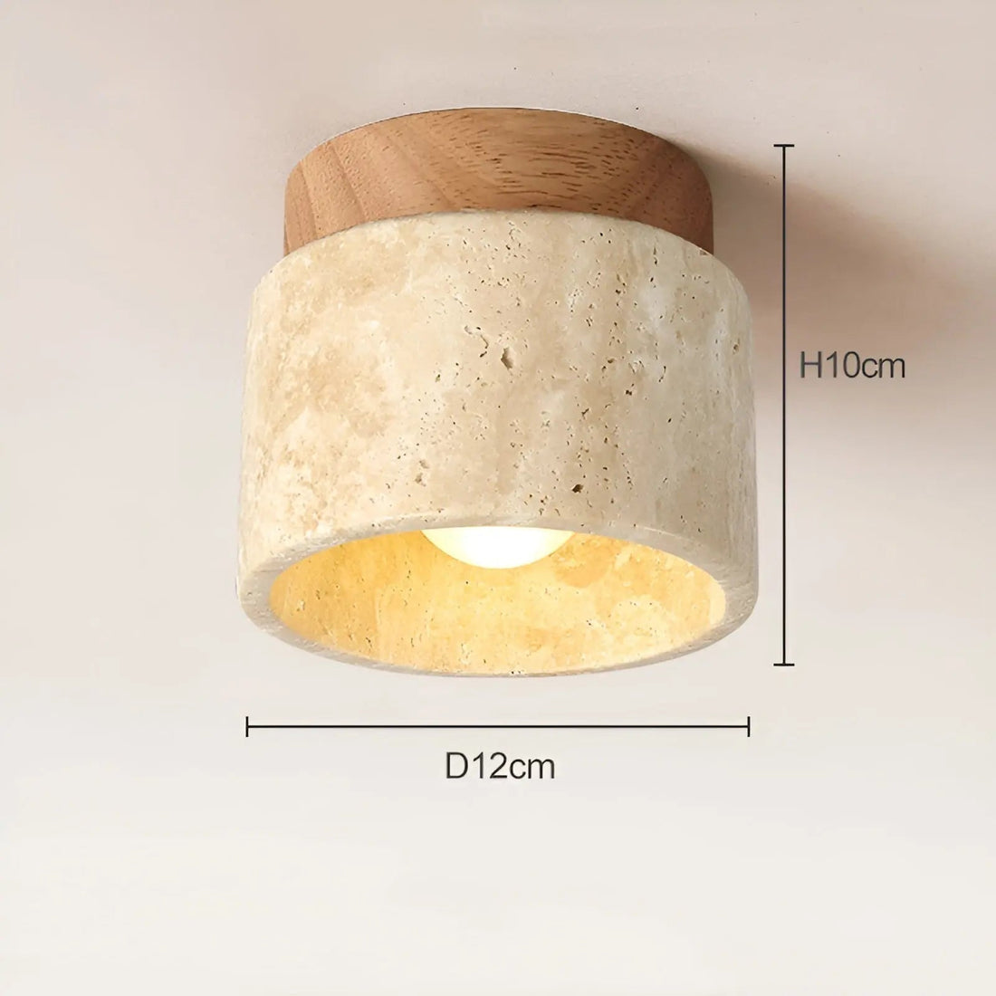 Modern Minimalist Travertine Flush Mount Ceiling Light Fixture