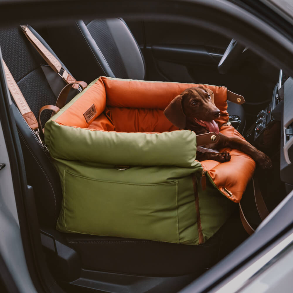 Luxury Dog Car Seat with Safety Belt & Plush Interior