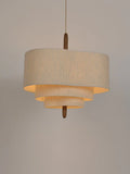 Pendant Chandelier | Textured Fabric & Wood | Layered Shade Design | Modern Living Room