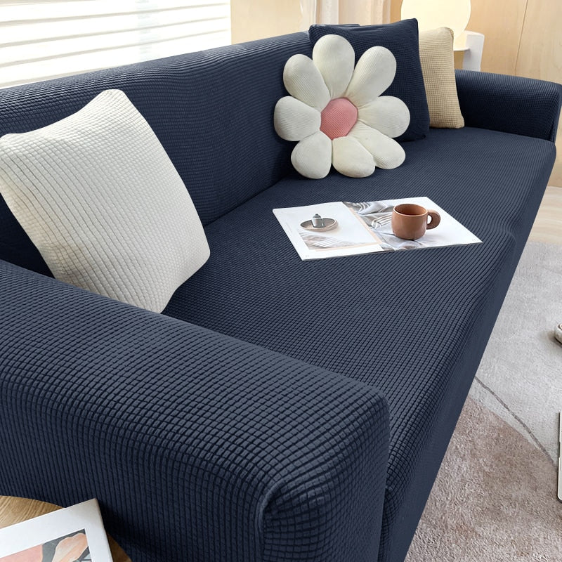 Sofa Cover | Stretch Fabric & Textured Cotton Blend | Soft Ribbed Texture | Living Room Comfort