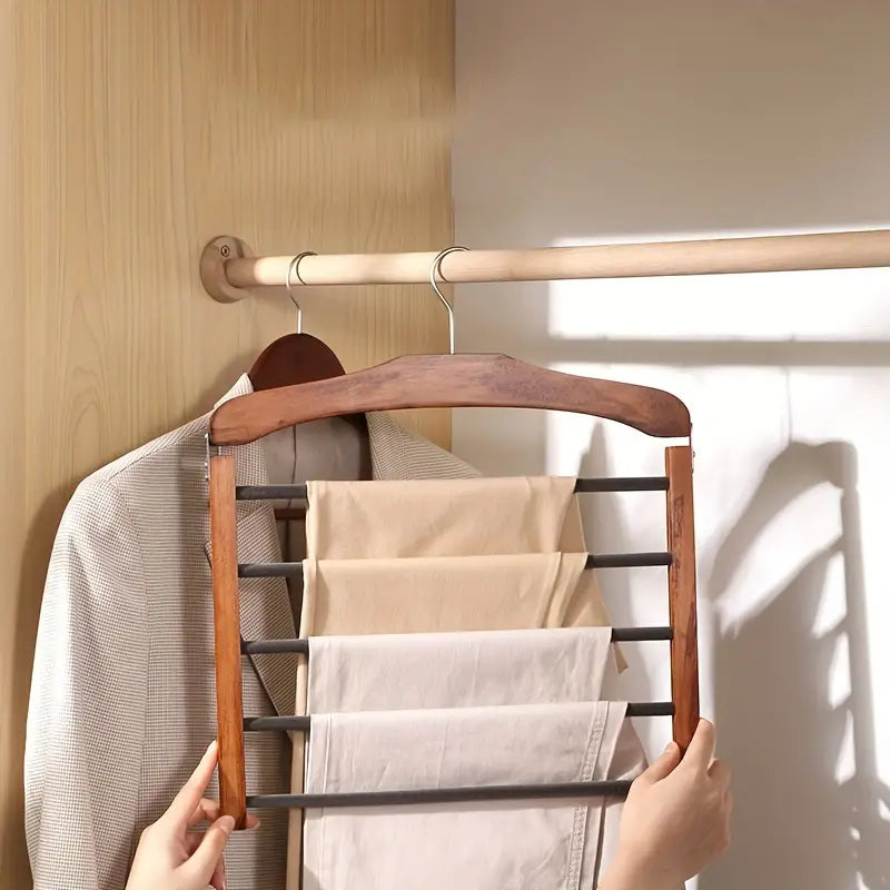 Trouser Rack | Wood & Metal | Multi-Tier Space-Saving | Modern Living Organization