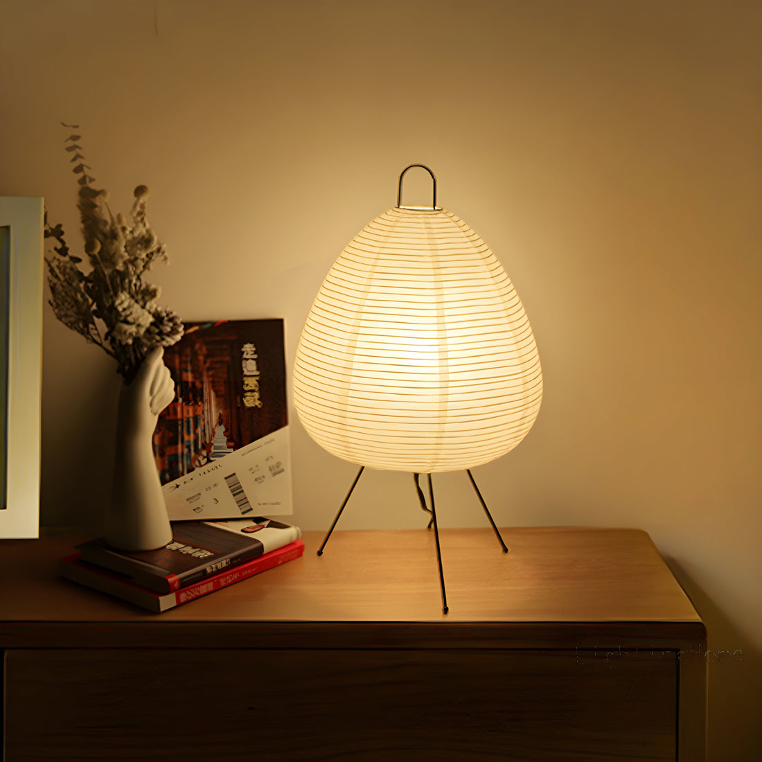 Table Lamp | Rice Paper & Metal | Soft Ambient Glow | Living Room Accent
