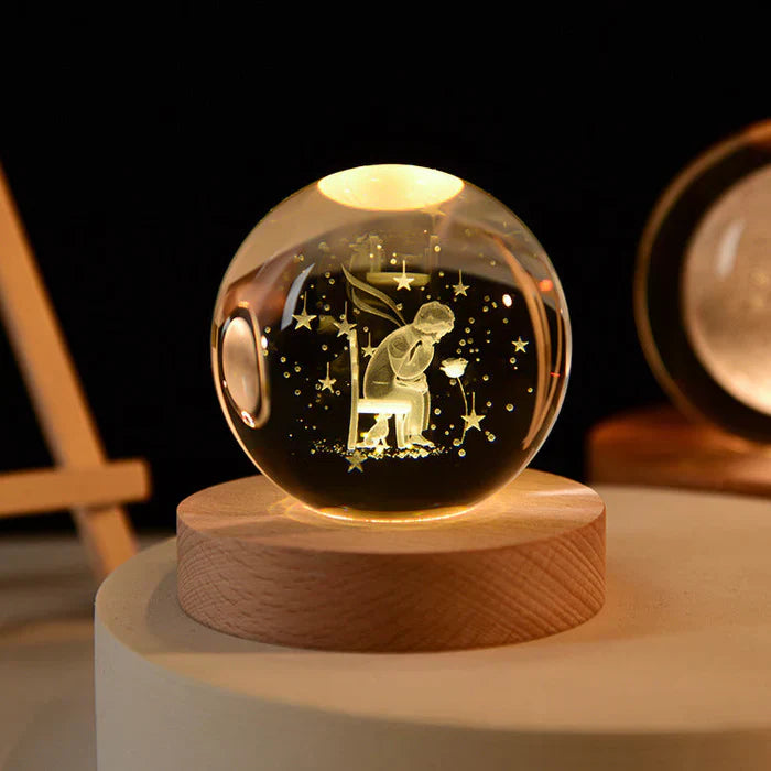 LED Crystal Ball | Clear Crystal & LED Light | Spherical Moon Design | Living Room Accent