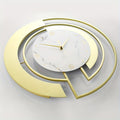 Wall Clock | Brushed Gold Metal & Black Marble | Intersecting Circular Design | Urban Living Room