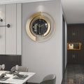 Wall Clock | Brushed Gold Metal & Black Marble | Intersecting Circular Design | Urban Living Room