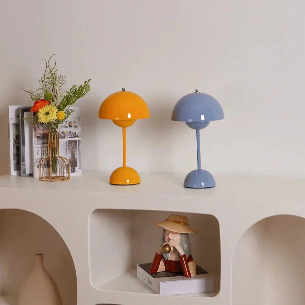Table Lamp | Polished Chrome | Dome-Shaped Shade | Living Room Accent