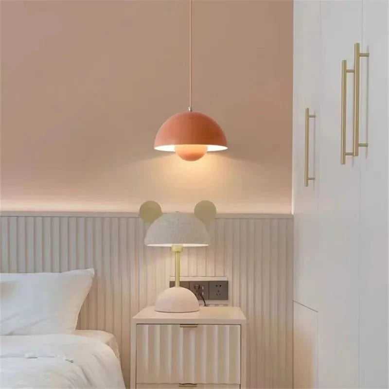 Pendant Lamp | Metal & Matte Finish | Half-Sphere Minimalist Design | Living Room Accent